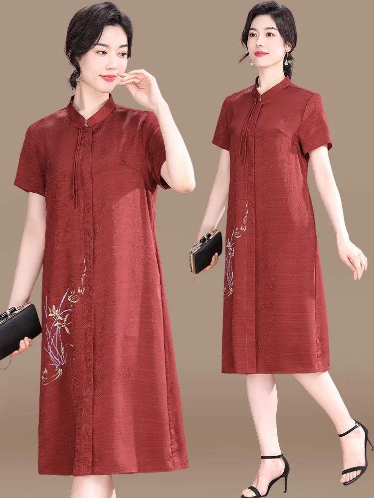 New Chinese Sle Summer Dr for Mom ort Sve Yangyun Silk Middle Aged And ly Women's Clothing plus Size Skirt
New Chinese Sle Summer Dr for Mom ort Sve Yangyun Silk Middle Aged And ly Women's Clothing plus Size Skirt