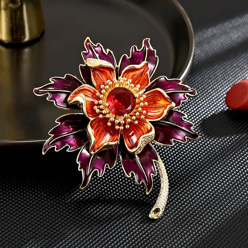 Creative Personality Fire Red Brooches for Women Temperament Exquisite Luxury Zircon Sunflower Enamel Pins Clothing Accessories
Creative Personality Fire Red Brooches for Women Temperament Exquisite Luxury Zircon Sunflower Enamel Pins Clothing Accessories