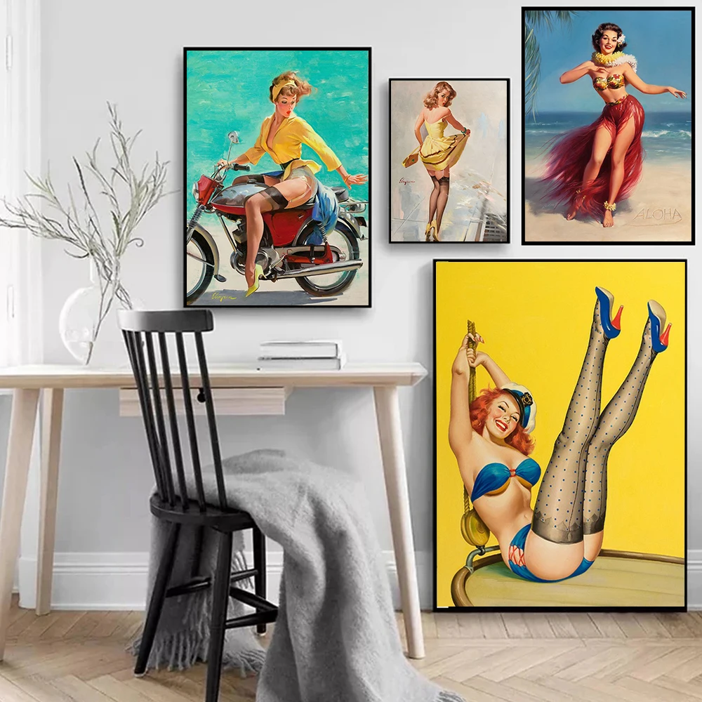 Vintage Pin-Up Girl Canvas Painting Wall Art Nordic Sexy Advertising Woman Illustration Poster Prints For Living Room Home Decor
Vintage Pin-Up Girl Canvas Painting Wall Art Nordic Sexy Advertising Woman Illustration Poster Prints For Living Room Home Decor