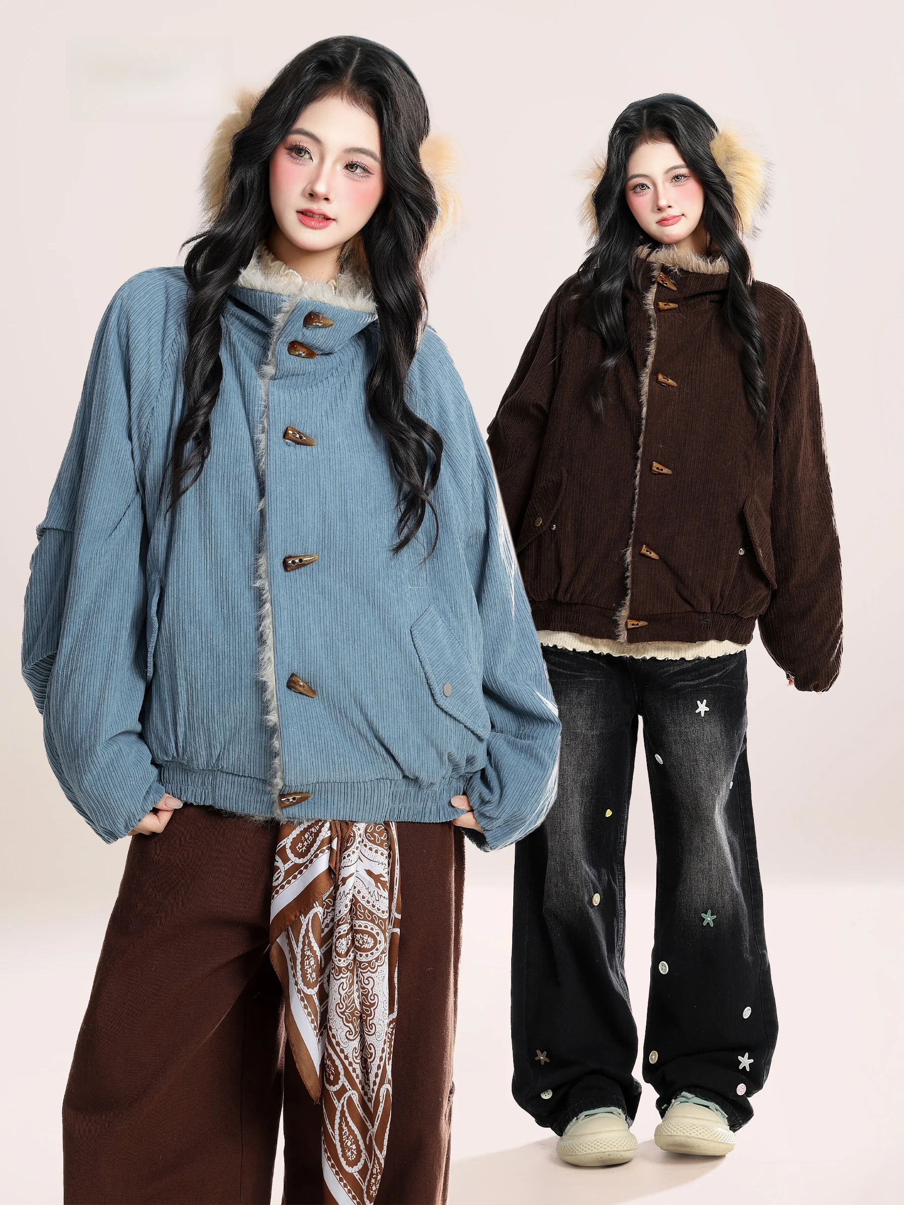 HM American Retro Quilted Cotton Jaet Women's Thi Warm Winter Coat with Fur Collar Couples Outwear Korean Sle Loose Fit
HM American Retro Quilted Cotton Jaet Women's Thi Warm Winter Coat with Fur Collar Couples Outwear Korean Sle Loose Fit