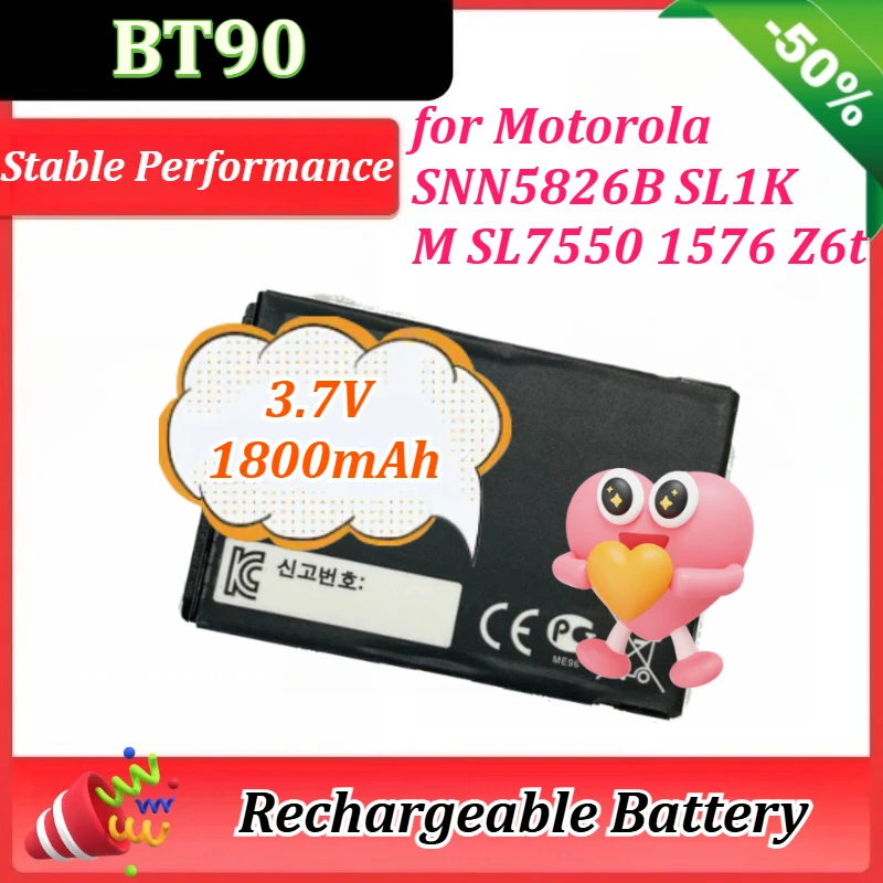 3.7V 1800mAh BT90 for Motorola SNN5826B SL1K/M SL7550 I576 Z6t Walkie Talkie Battery 6.7Wh Replaceable Battery
3.7V 1800mAh BT90 for Motorola SNN5826B SL1K/M SL7550 I576 Z6t Walkie Talkie Battery 6.7Wh Replaceable Battery