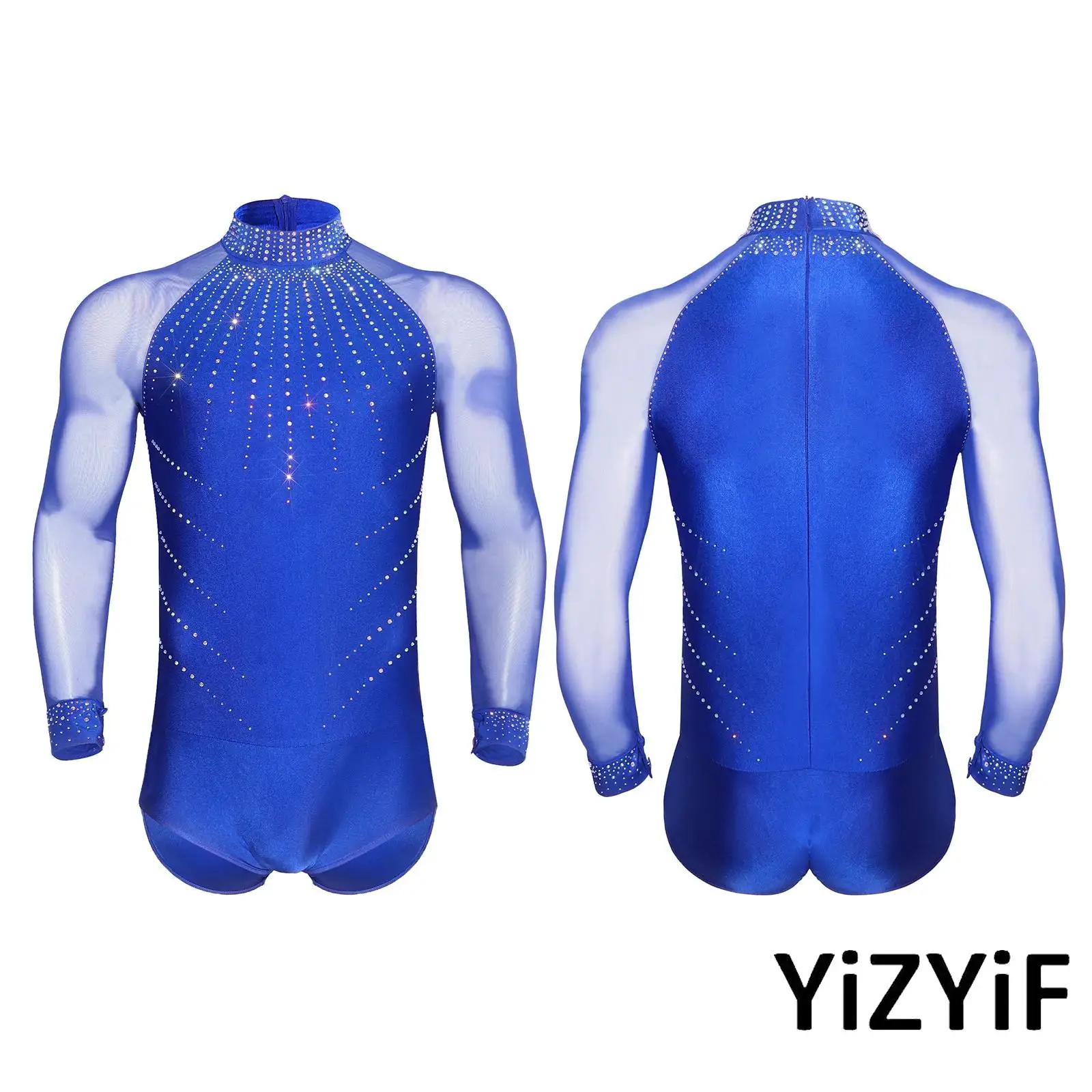 Sparkly Mesh Gymnastics Yoga Dance Leotard for Men Mock Neck Rhinestone Bodysuit for Ballet Latin Salsa Tango Dance Competition
Sparkly Mesh Gymnastics Yoga Dance Leotard for Men Mock Neck Rhinestone Bodysuit for Ballet Latin Salsa Tango Dance Competition