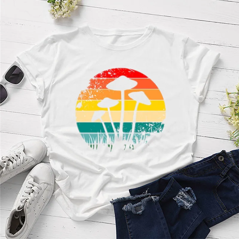 Retro Psychedelic Mushroom Shirt Magic Mycology Fashion Women Round Neck Mom Mama Shirts Cotton Plus Size Short Sleeve Top Tees
Retro Psychedelic Mushroom Shirt Magic Mycology Fashion Women Round Neck Mom Mama Shirts Cotton Plus Size Short Sleeve Top Tees