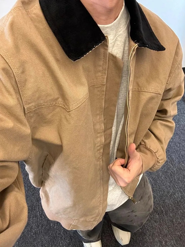 Khaki Harrington Workwear Jacket Unisex Spring Autumn American Retro Detroit Baseball Style Short Flip Collar Coat
Khaki Harrington Workwear Jacket Unisex Spring Autumn American Retro Detroit Baseball Style Short Flip Collar Coat