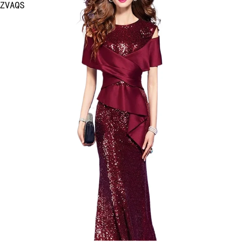 ZVAQS Dresses for Women Summer Red Sequin Dress Luxury Noble Designer Waist Cut Out Shoulder Mermaid Evening Gown Женская Одежда
ZVAQS Dresses for Women Summer Red Sequin Dress Luxury Noble Designer Waist Cut Out Shoulder Mermaid Evening Gown Женская Одежда