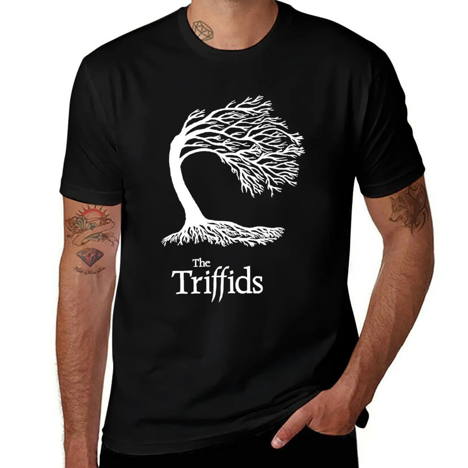 Triffids tree and logo in white tree by martyn p casey T-Shirt custom t shirt plus size tops anime tshirt funny t shirts for men
Triffids tree and logo in white tree by martyn p casey T-Shirt custom t shirt plus size tops anime tshirt funny t shirts for men