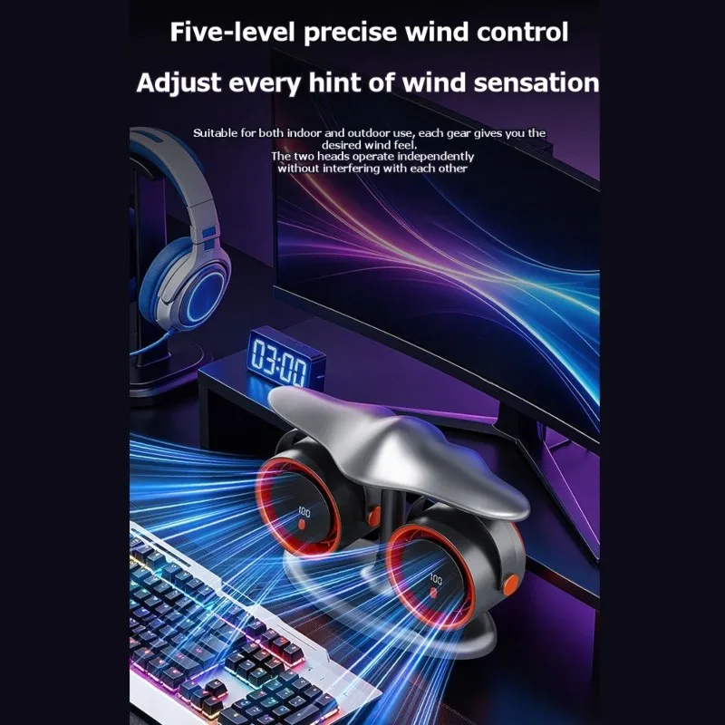 B83B-Dual Head Digital Display Desktop Fan, USB Rechargeable Office Fan Circulation Functionality
B83B-Dual Head Digital Display Desktop Fan, USB Rechargeable Office Fan Circulation Functionality
