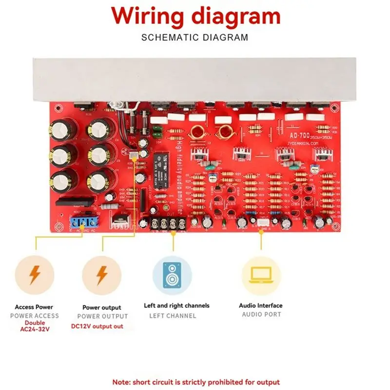 AD-700 350W Hifi Stereo Audio Amplifier Two-Channel High Power Amplifier Board
AD-700 350W Hifi Stereo Audio Amplifier Two-Channel High Power Amplifier Board