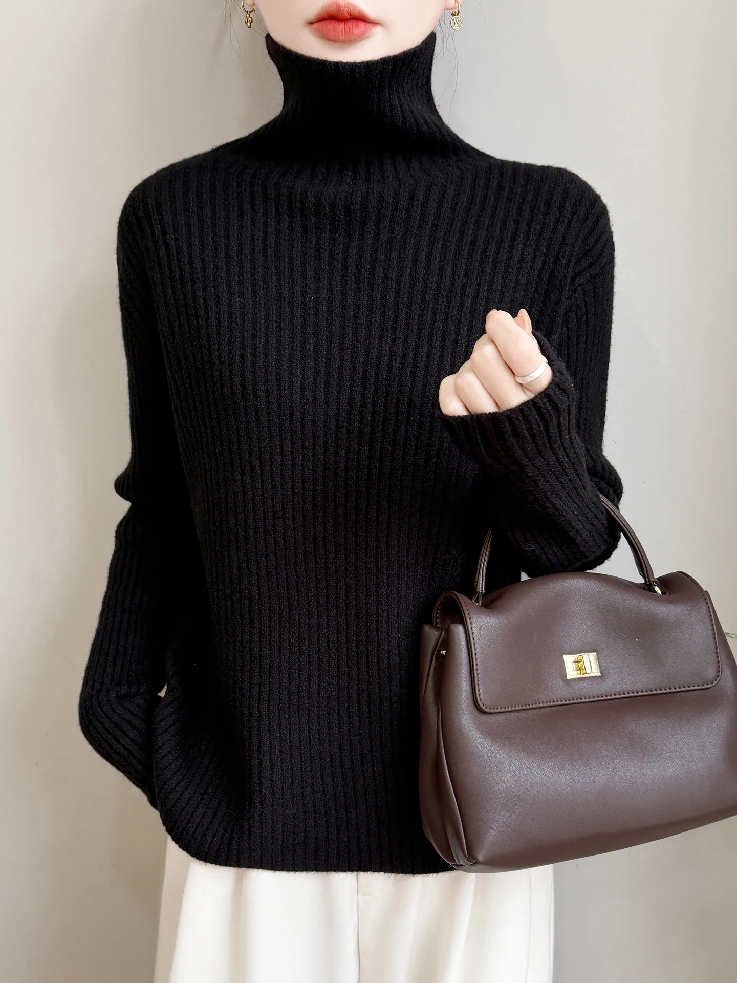 Thiened Knitted High Collar Sweater Women's Pullover Boting irt Faionable Color Slimming Winter Warm Top
Thiened Knitted High Collar Sweater Women's Pullover Boting irt Faionable Color Slimming Winter Warm Top