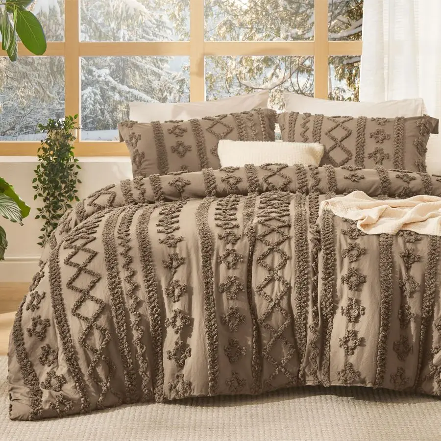 Tufted Boho Comforter Set King Size Light Brown Boho Bed Set, GentleSoft 3 Pieces Farmhouse Shabby Chic Embroidery Bedding, Gift
Tufted Boho Comforter Set King Size Light Brown Boho Bed Set, GentleSoft 3 Pieces Farmhouse Shabby Chic Embroidery Bedding, Gift