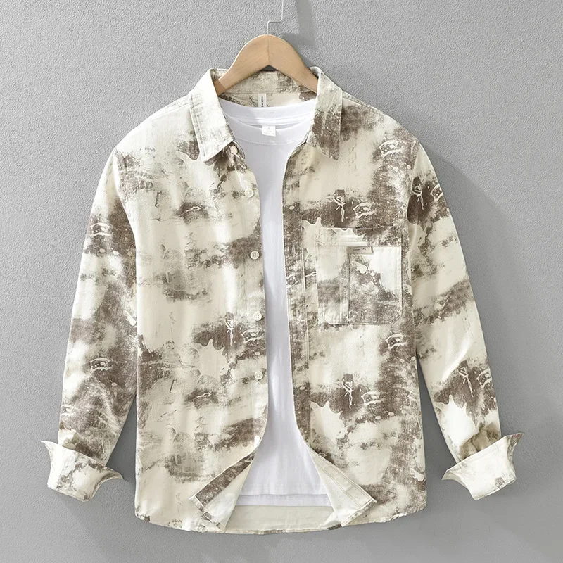Весенне-осенняя рубашка с длинным рукавом и принтом, мужская уличная одежда, литературный топ, повседневные рубашки из чистого хлопка, новые рубашки, японская модная мужская одежда
Весенне-осенняя рубашка с длинным рукавом и принтом, мужская уличная одежда, литературный топ, повседневные рубашки из чистого хлопка, новые рубашки, японская модная мужская одежда