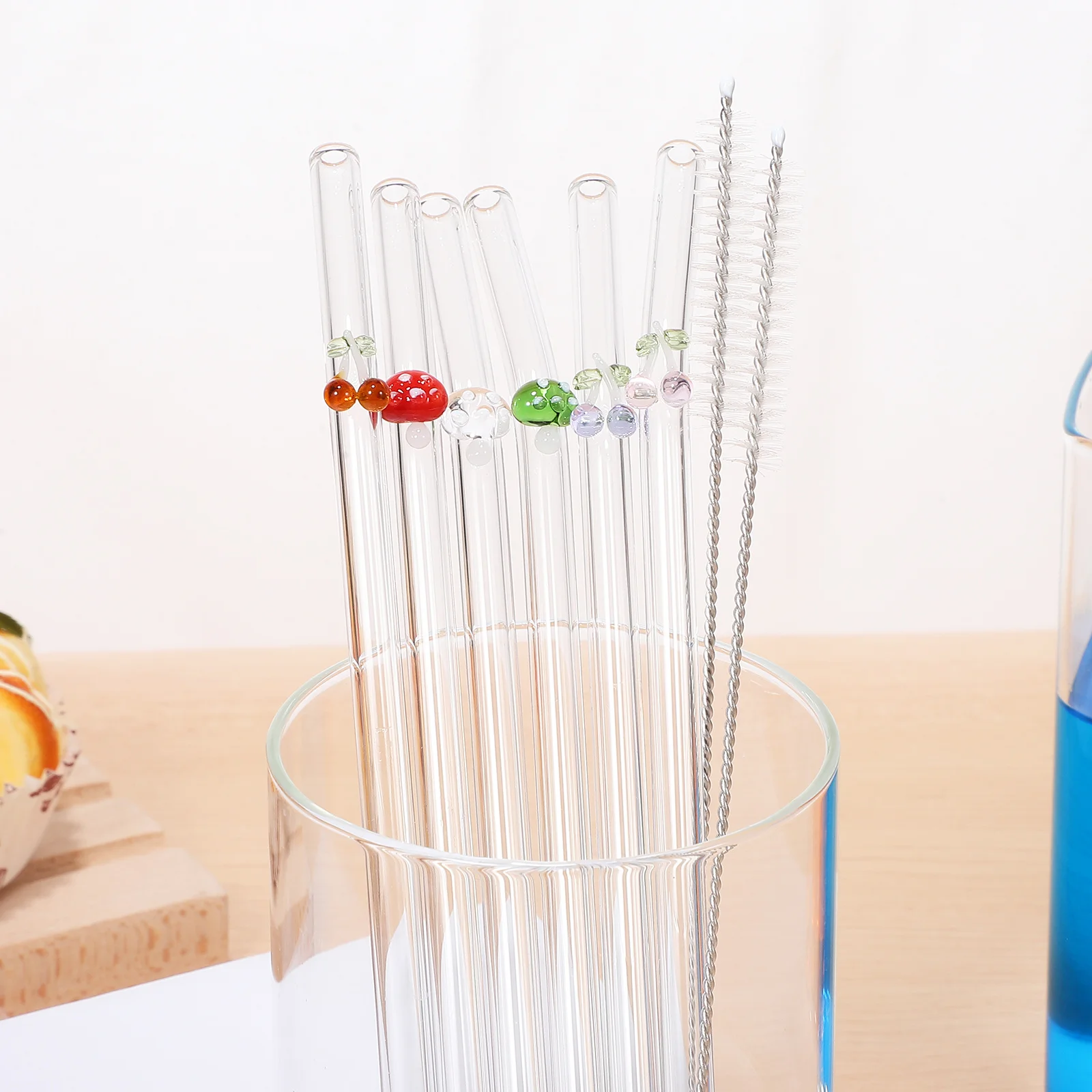 1Set Reusable Glass Straws Set Clear Curved Drinking Straws Household Use Cleaning Brush Mushroom Cherry Decoration
1Set Reusable Glass Straws Set Clear Curved Drinking Straws Household Use Cleaning Brush Mushroom Cherry Decoration