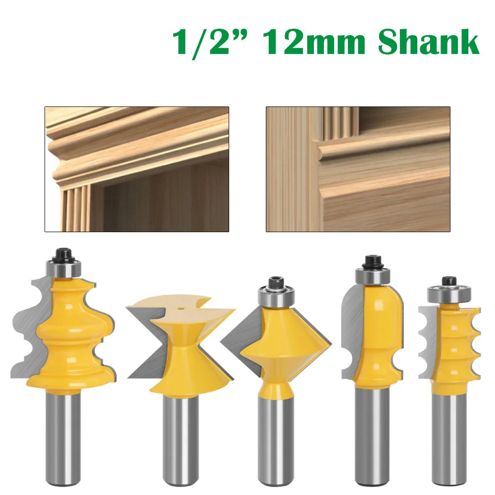 5PCS/SET 12MM 1/2'' Shank Milling Cutter Wood Carving Closet Door Top Router Bits Wood Carving Carbide Alloy Graver Convex Mill
5PCS/SET 12MM 1/2'' Shank Milling Cutter Wood Carving Closet Door Top Router Bits Wood Carving Carbide Alloy Graver Convex Mill