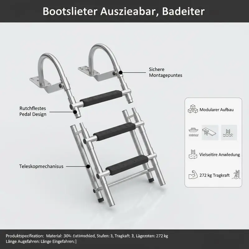 Boat Ladder, 3 Steps, Stainless Steel Telescoping Folding Swim Deck Ladder for Rear Entry Inboard, Heavy Duty 600 lbs Capacity with Wide Anti-Slip Steps, for Outboards, Yacht, Pontoon Boats
Boat Ladder, 3 Steps, Stainless Steel Telescoping Folding Swim Deck Ladder for Rear Entry Inboard, Heavy Duty 600 lbs Capacity with Wide Anti-Slip Steps, for Outboards, Yacht, Pontoon Boats