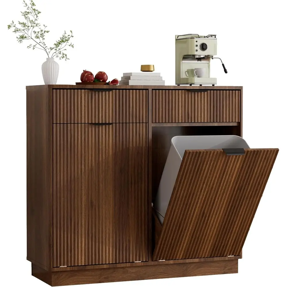 Walnut Wave-Textured Double Tilt-Out Trash & Laundry Hamper Cabinet with 2 Drawers, 39.4W x 34.3H x 13.8D
Walnut Wave-Textured Double Tilt-Out Trash & Laundry Hamper Cabinet with 2 Drawers, 39.4W x 34.3H x 13.8D