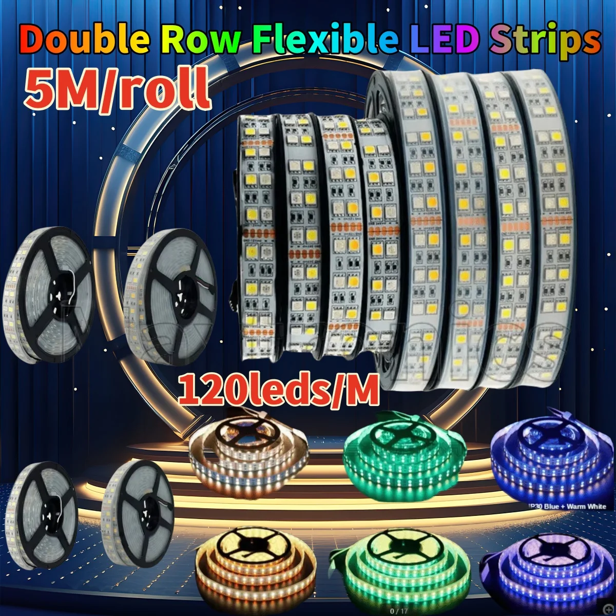 5M/roll Double Row Flexible LED Strips RGBW RGBWW RGB Cool White Warm White 120leds/M IP30/IP67 DC12V/24V SMD5050 Pixel Lights
5M/roll Double Row Flexible LED Strips RGBW RGBWW RGB Cool White Warm White 120leds/M IP30/IP67 DC12V/24V SMD5050 Pixel Lights