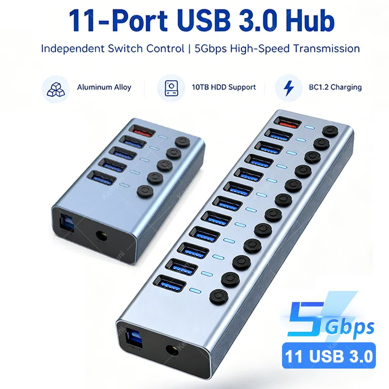 5/11 Port USB 3.0 Hub Charging 2.1 Protocol 5GBPS Transmission Independent Switch Control Power Adapter USB Docking Station
5/11 Port USB 3.0 Hub Charging 2.1 Protocol 5GBPS Transmission Independent Switch Control Power Adapter USB Docking Station