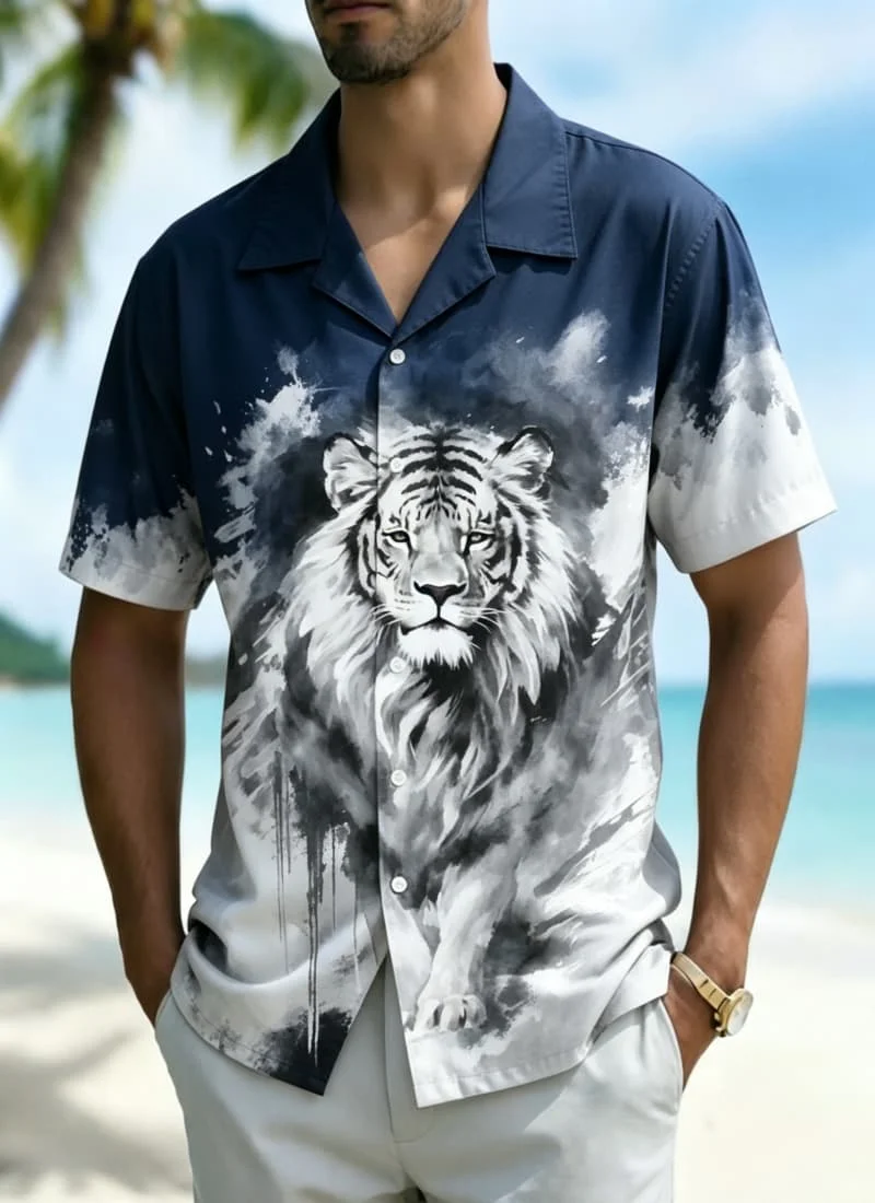 Men's watercolor beast print Hawaiian shirt, suitable for summer vacations, beach parties, daily outfits, and music festivals
Men's watercolor beast print Hawaiian shirt, suitable for summer vacations, beach parties, daily outfits, and music festivals