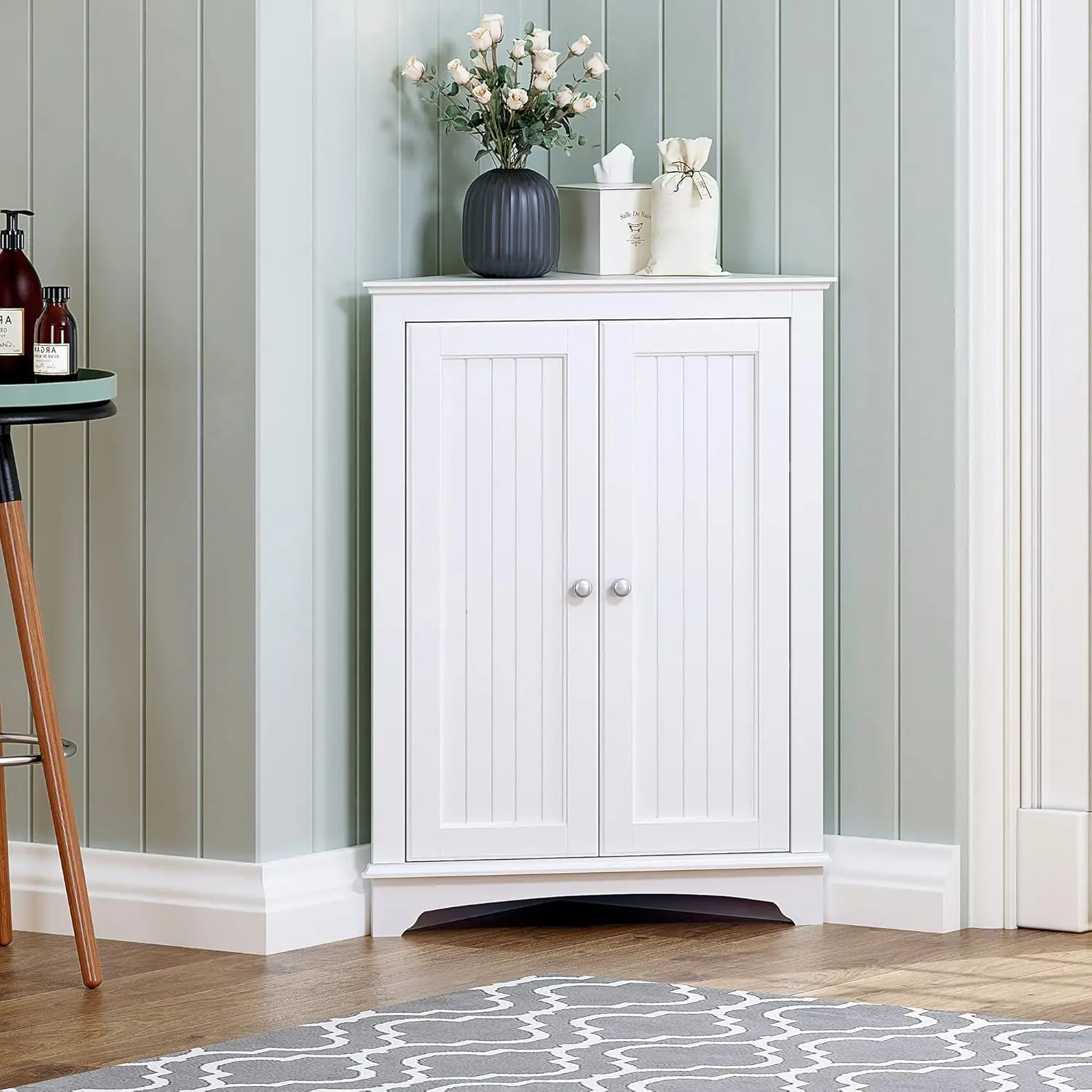 Corner Cabinet with Two Doors and Shelves, Free-Standing Corner Storage Cabinets for Bathroom, Kitchen, Living Room
Corner Cabinet with Two Doors and Shelves, Free-Standing Corner Storage Cabinets for Bathroom, Kitchen, Living Room