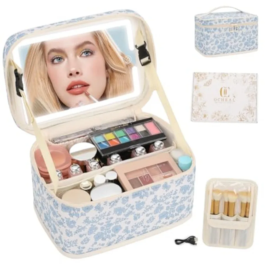 Makeup Bag With LED Mirror, Lightweight Travel Makeup Bag With 3 Color Setting Light Up Mirror Cosmetic Makeup Organizer Vanity
Makeup Bag With LED Mirror, Lightweight Travel Makeup Bag With 3 Color Setting Light Up Mirror Cosmetic Makeup Organizer Vanity