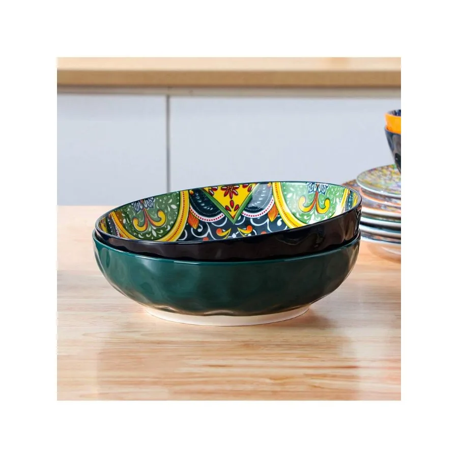 vancasso 2 Pieces Kitchen Porcelain Plates Set, Multicolour Set, Polychrome, Ceramic Stamping In Bohemian Style, Soup Bowl For
vancasso 2 Pieces Kitchen Porcelain Plates Set, Multicolour Set, Polychrome, Ceramic Stamping In Bohemian Style, Soup Bowl For