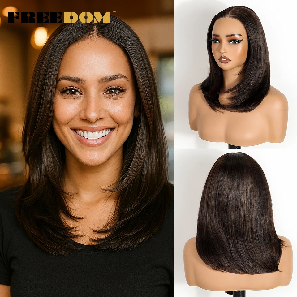 FREEDOM Synthetic Lace Front Wigs For Women Short Bob Layered Straight Wig 6x4 Wear And Go Glueless Wigs Ombre Brown Lace Wig
FREEDOM Synthetic Lace Front Wigs For Women Short Bob Layered Straight Wig 6x4 Wear And Go Glueless Wigs Ombre Brown Lace Wig