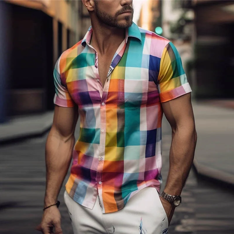 2024 Summer Hawaiian Short Sleeve Plaid Print Vintage Shirt Men's Loose Breathable Oversized Coat Luxury Shirt Beach Street Tops
2024 Summer Hawaiian Short Sleeve Plaid Print Vintage Shirt Men's Loose Breathable Oversized Coat Luxury Shirt Beach Street Tops