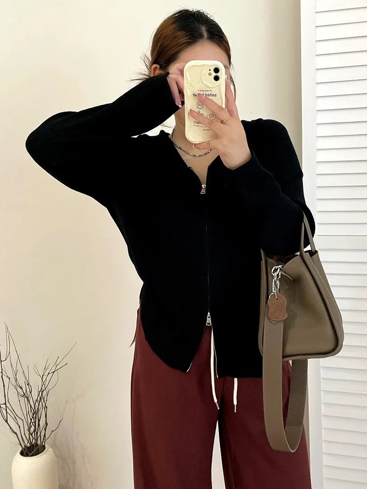 Summer Spring Women's Clothing Double Zipper V Neck Loose Knit Jacket For Plus Size Polyester Light Casual Outerwear
Summer Spring Women's Clothing Double Zipper V Neck Loose Knit Jacket For Plus Size Polyester Light Casual Outerwear