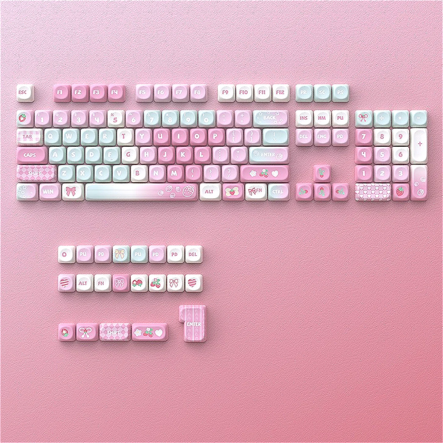 Beautiful Strawberry Pink MOA Key Cover Kit PBT 131 Key Personalized Key Cap 61/75/87/104/108 Mechanical Keyboard
Beautiful Strawberry Pink MOA Key Cover Kit PBT 131 Key Personalized Key Cap 61/75/87/104/108 Mechanical Keyboard