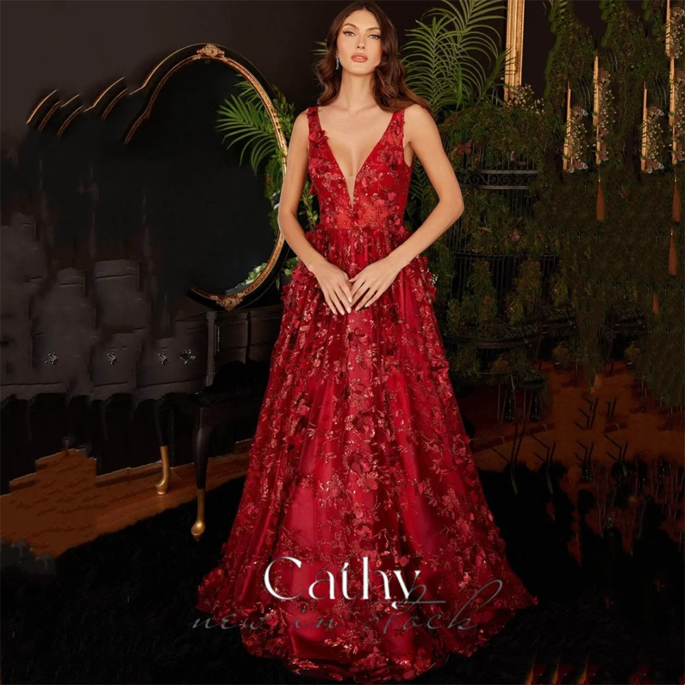 Cathy Elegant Sleeveless A-line Tulle Prom Dress 2024 Flower Lace Embroidery vestido de gala V-neck and Back فساتين السهرة
Cathy Elegant Sleeveless A-line Tulle Prom Dress 2024 Flower Lace Embroidery vestido de gala V-neck and Back فساتين السهرة