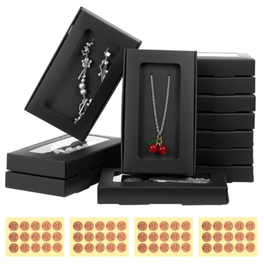 50 Pcs Jewelry Packaging Boxes with Stickers - 5.4"x3.4"x0.7", Paper Necklace Gift Box Bulk with Clear Window Display Card Stic
50 Pcs Jewelry Packaging Boxes with Stickers - 5.4"x3.4"x0.7", Paper Necklace Gift Box Bulk with Clear Window Display Card Stic