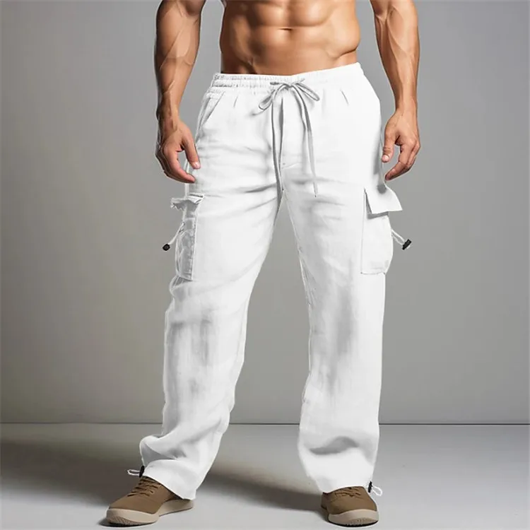 Men's jogging work-style casual pants made of cotton and linen, with multiple pockets, in solid color and breathable.
Men's jogging work-style casual pants made of cotton and linen, with multiple pockets, in solid color and breathable.