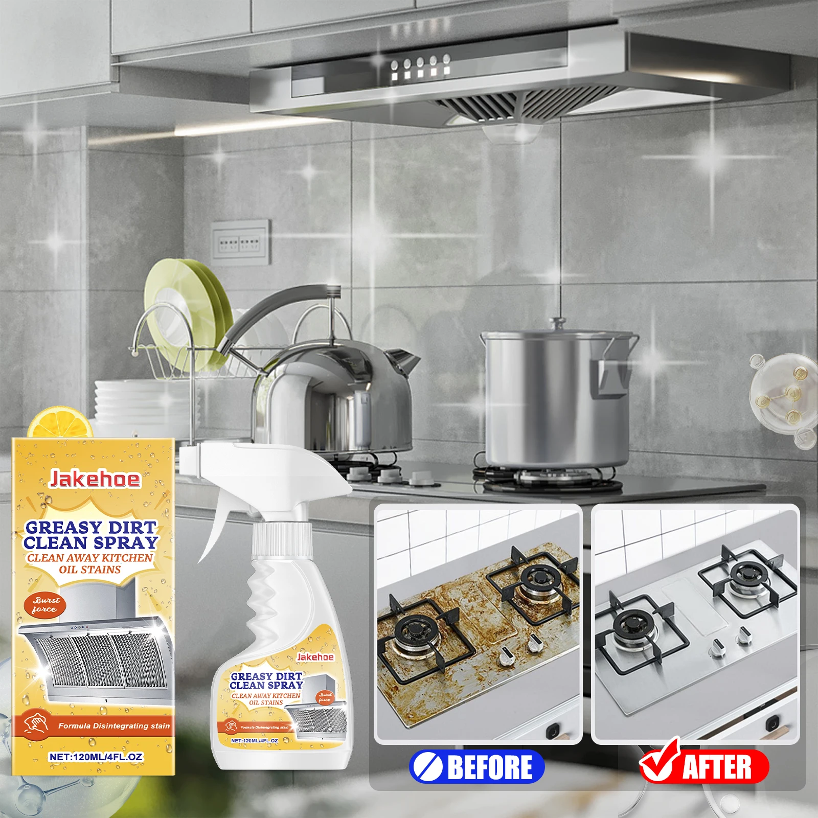 JAKEHOE Greasy Dirt Clean Spray Kitchen Powerful Remover Oil Multipurpose Dirt Degreaser Cleaning Agent Washing Home Use Cleaner
JAKEHOE Greasy Dirt Clean Spray Kitchen Powerful Remover Oil Multipurpose Dirt Degreaser Cleaning Agent Washing Home Use Cleaner