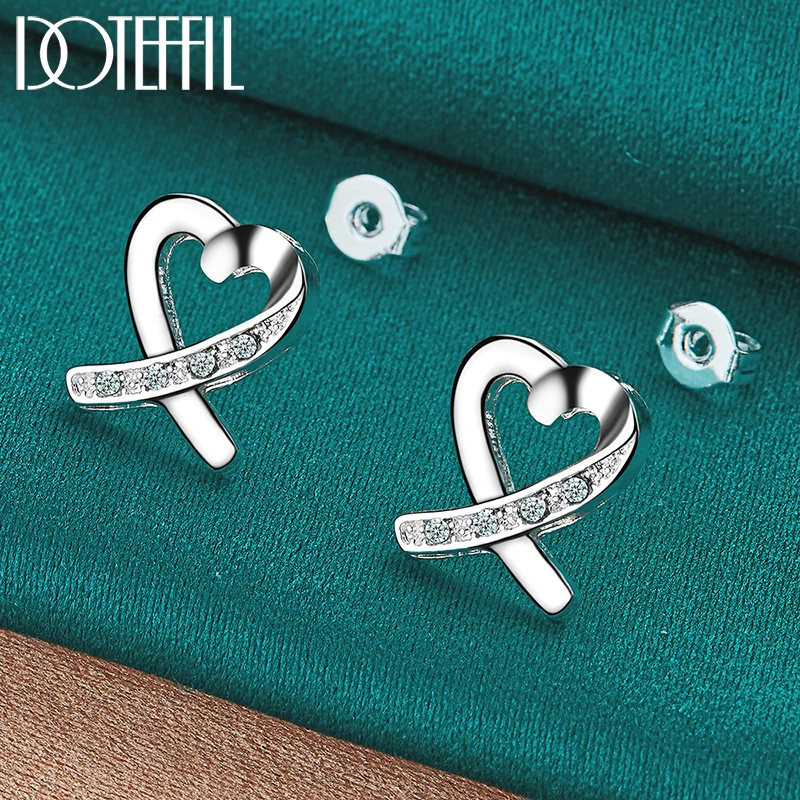DOTEFFIL AAA Zircon Heart Stud Earring 925 Sterling Silver For Women Fashion Charm Wedding Engagement Party Jewelry
DOTEFFIL AAA Zircon Heart Stud Earring 925 Sterling Silver For Women Fashion Charm Wedding Engagement Party Jewelry