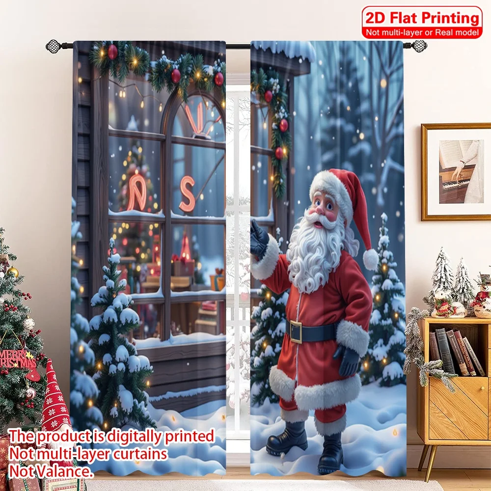2pcs 2D flat printing Christmas Curtain Santa Christmas Snow Scene Polyester Fabric Without Electricity Party & Holiday Decor
2pcs 2D flat printing Christmas Curtain Santa Christmas Snow Scene Polyester Fabric Without Electricity Party & Holiday Decor