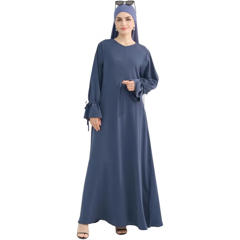 Tie Cuffs Dress Solid Color Abaya for Women Front Zipper Robe with Pocket Daily Islamic Prayer Clothes
Tie Cuffs Dress Solid Color Abaya for Women Front Zipper Robe with Pocket Daily Islamic Prayer Clothes