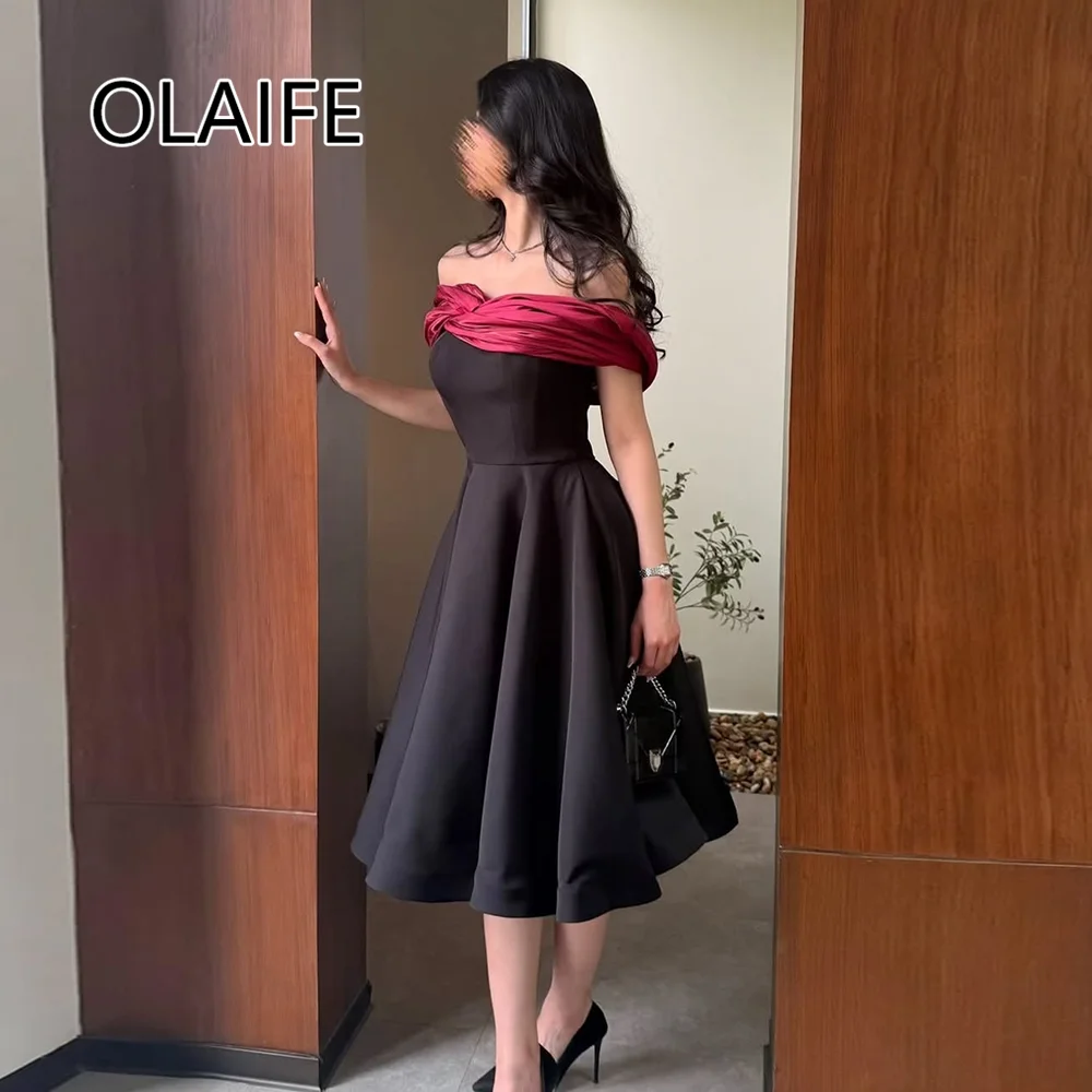 Simple Boat Collar Satin Pleated Saudi Evening Arab Dres A-line Tea-Length Backelss Evening Bridesmaid Gown فستان Customized
Simple Boat Collar Satin Pleated Saudi Evening Arab Dres A-line Tea-Length Backelss Evening Bridesmaid Gown فستان Customized