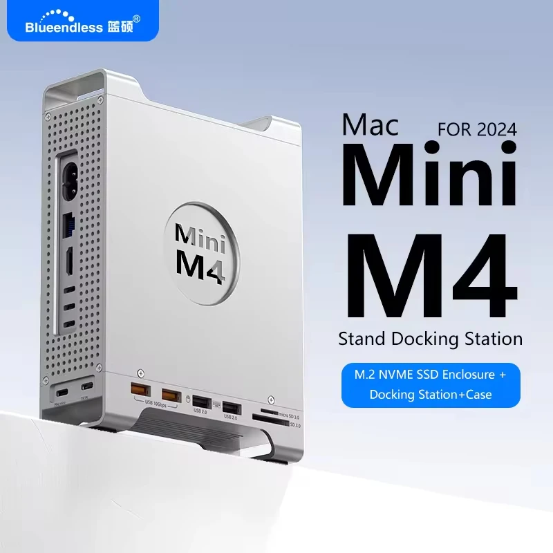 9 in 1 M.2 NVME SSD Stand Docking Station with 2*USB3.2,2*USB2.0,SD3.0,TF3.0 Aluminum Alloy Compatible To Mac Min M4 / M4 Pro
9 in 1 M.2 NVME SSD Stand Docking Station with 2*USB3.2,2*USB2.0,SD3.0,TF3.0 Aluminum Alloy Compatible To Mac Min M4 / M4 Pro