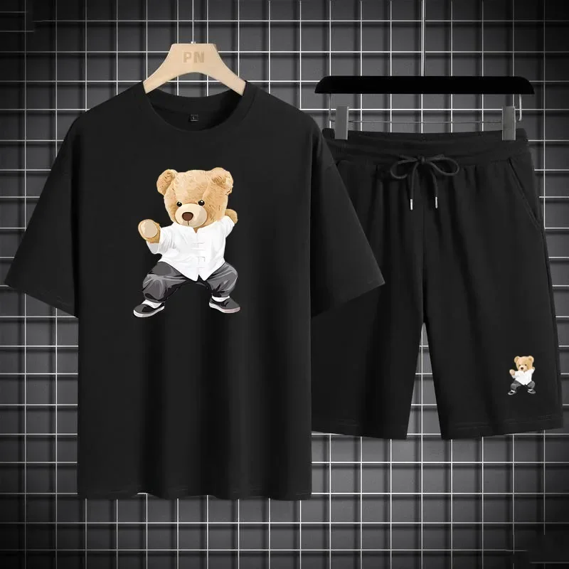 Cotton Short Sets Man Bear Tshirt Shorts Two Piece Set Mens Sweatsuits Jogging Sets Man Brand Fitness Sportswear Mens Clothing
Cotton Short Sets Man Bear Tshirt Shorts Two Piece Set Mens Sweatsuits Jogging Sets Man Brand Fitness Sportswear Mens Clothing