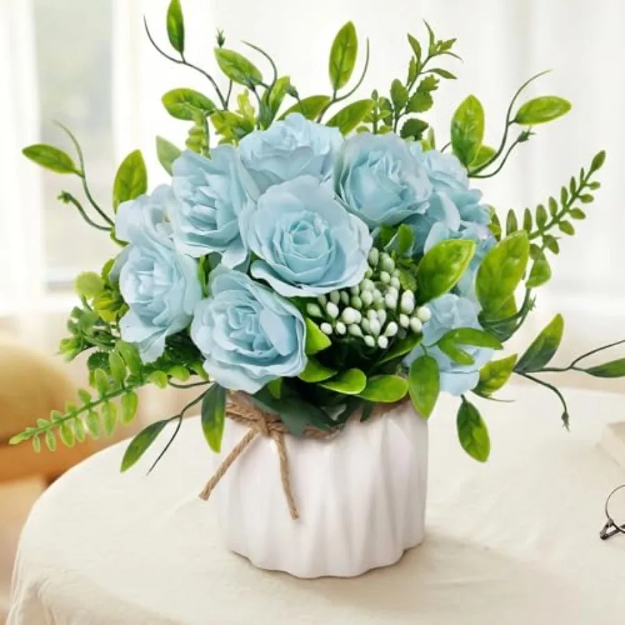 Artificial Silk Roses with Ceramic Vase, No Maintenance Faux Flower Arrangement, 6.3 Inch Realistic Table Decor for Home Office
Artificial Silk Roses with Ceramic Vase, No Maintenance Faux Flower Arrangement, 6.3 Inch Realistic Table Decor for Home Office