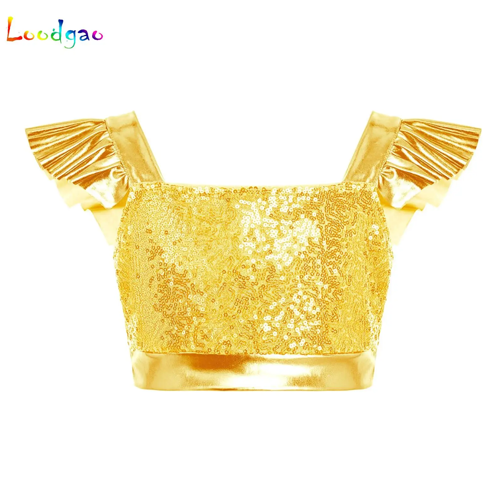 Girls Jazz Sequins Tank Tops Sparkling Ruffled Sleeves Crop Tops Jazz Dance Performance Competition Costume Dance Party Clothes
Girls Jazz Sequins Tank Tops Sparkling Ruffled Sleeves Crop Tops Jazz Dance Performance Competition Costume Dance Party Clothes
