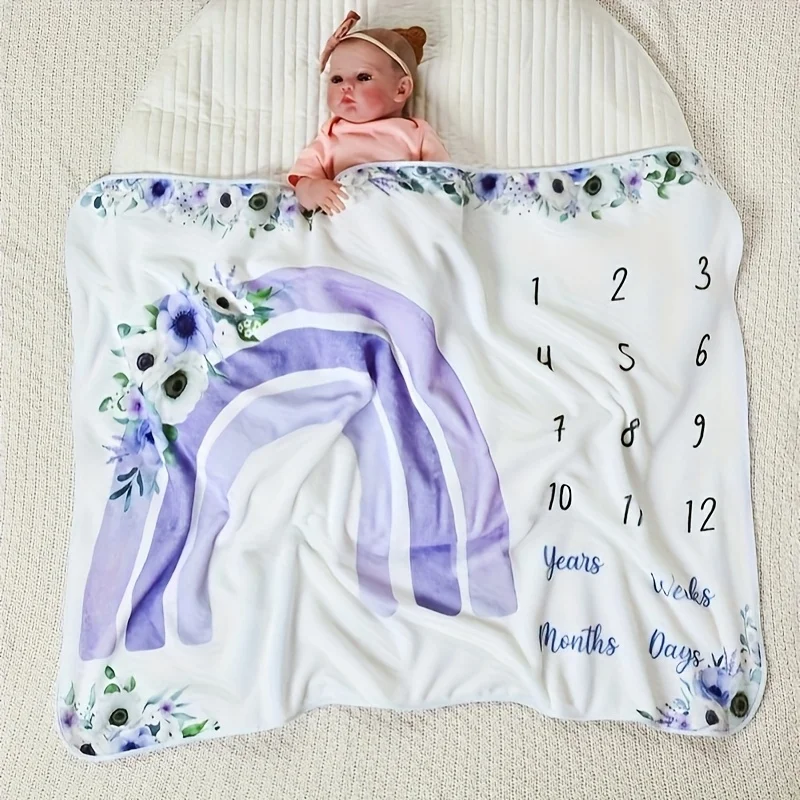VIKAMA Pink & Purple Rainbow Floral Print Baby Full-Moon Photography Blanket, Newborn Baptism, Milestone Commemoration Calendar
VIKAMA Pink & Purple Rainbow Floral Print Baby Full-Moon Photography Blanket, Newborn Baptism, Milestone Commemoration Calendar