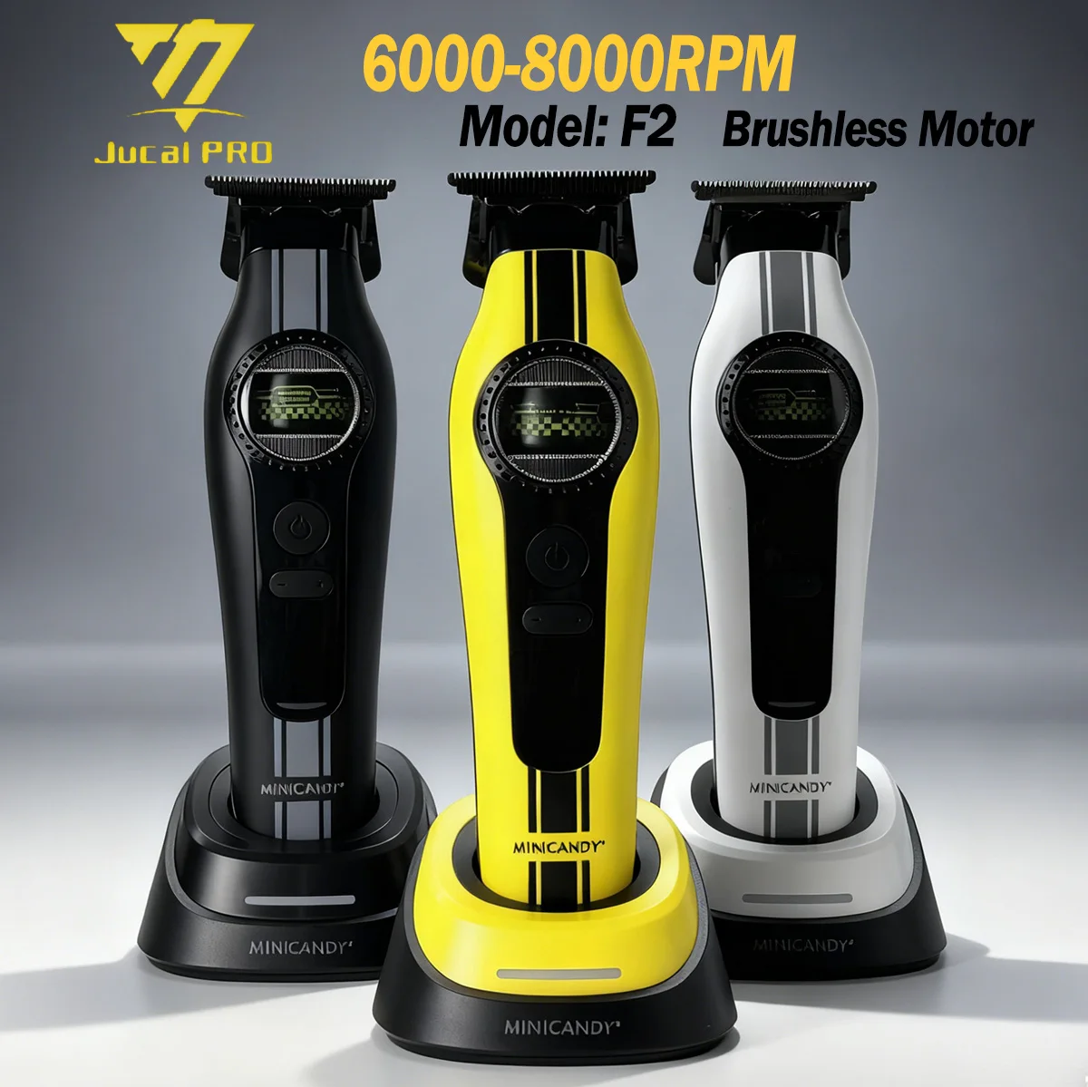 Professional JUCAI MINICANDY Brushless Motor F2 Hair Trimmer 5-speed adjustment 6000-8000RPM Detachable blade head Trimmer Man
Professional JUCAI MINICANDY Brushless Motor F2 Hair Trimmer 5-speed adjustment 6000-8000RPM Detachable blade head Trimmer Man