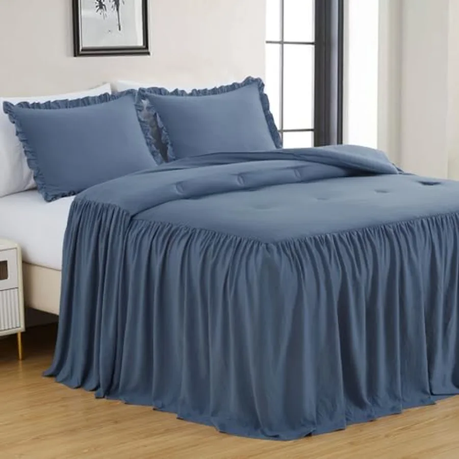 Sinclair 3-Piece Ruffle Skirt Bedspread Set - French Country Chic Farmhouse - Dusty Blue
Sinclair 3-Piece Ruffle Skirt Bedspread Set - French Country Chic Farmhouse - Dusty Blue