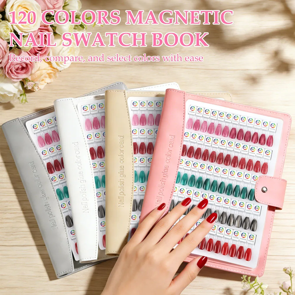 60/120 Colors Premium Magnetic Nail Swatch Book Crescent-Shaped Leather Cover Reusable Magnetic Nail Tips Removable Nail Tools
60/120 Colors Premium Magnetic Nail Swatch Book Crescent-Shaped Leather Cover Reusable Magnetic Nail Tips Removable Nail Tools