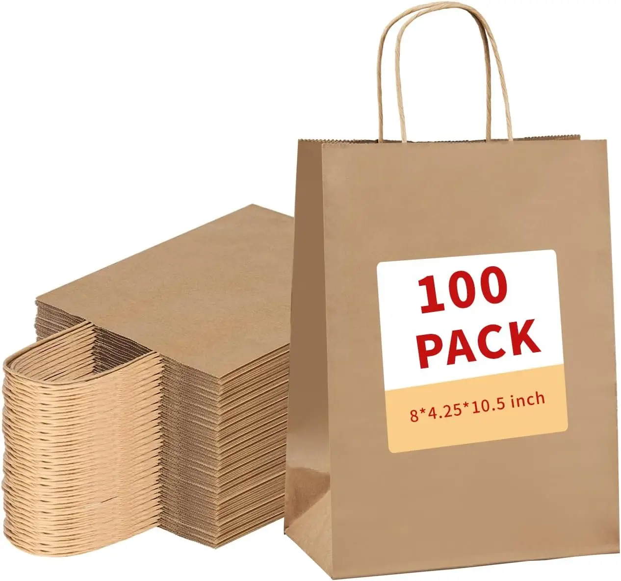100 Pack Brown Paper Bags with Handles, 8x4.25x10.5 Inches, Medium Gift Bags Bulk for Party, Birthday, Shopping
100 Pack Brown Paper Bags with Handles, 8x4.25x10.5 Inches, Medium Gift Bags Bulk for Party, Birthday, Shopping