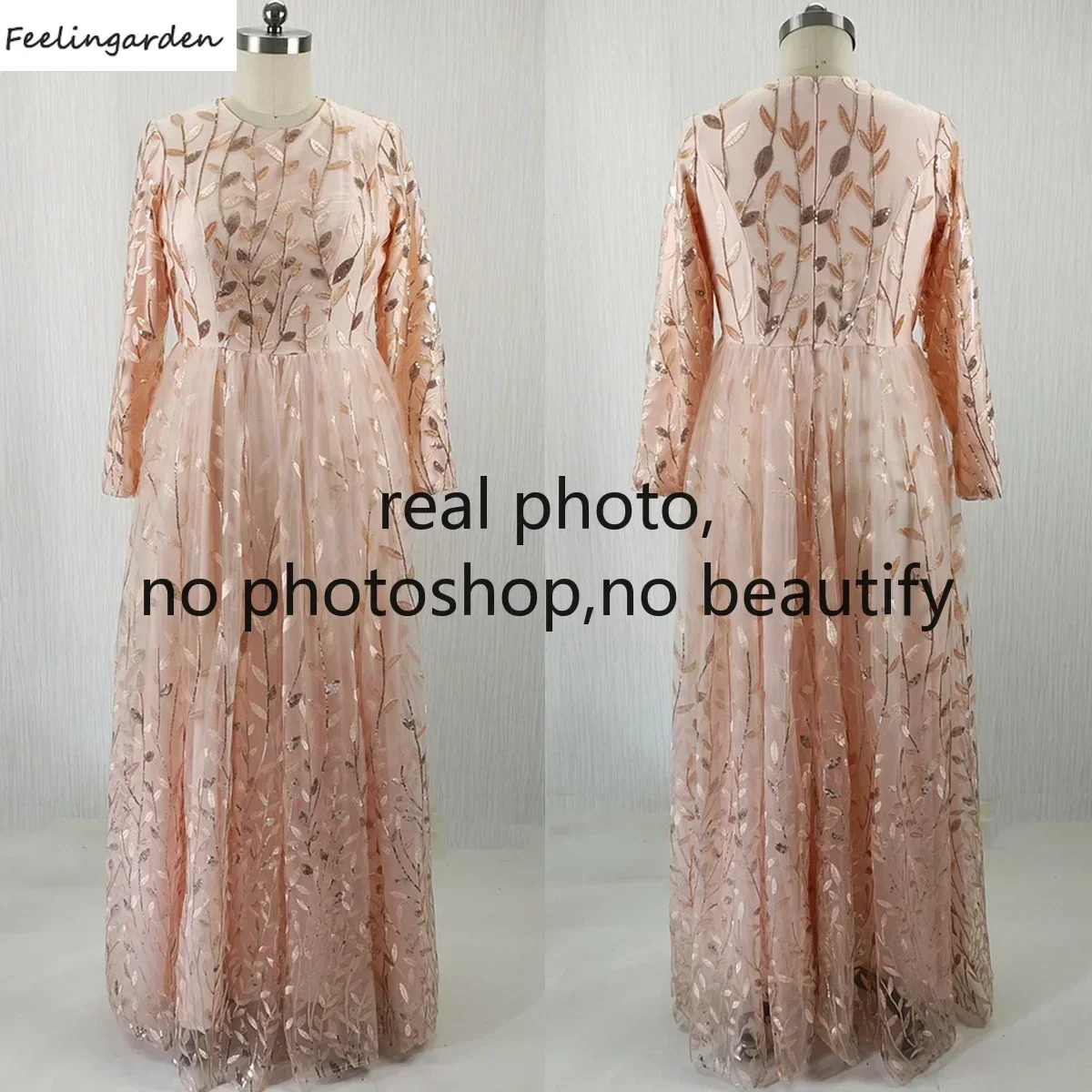 Feelingarden Real Photo Customized Evening Dress Modest Muslim O-neck Full Sleeves Fully Lined A-line Plus size Woman Party Gown
Feelingarden Real Photo Customized Evening Dress Modest Muslim O-neck Full Sleeves Fully Lined A-line Plus size Woman Party Gown