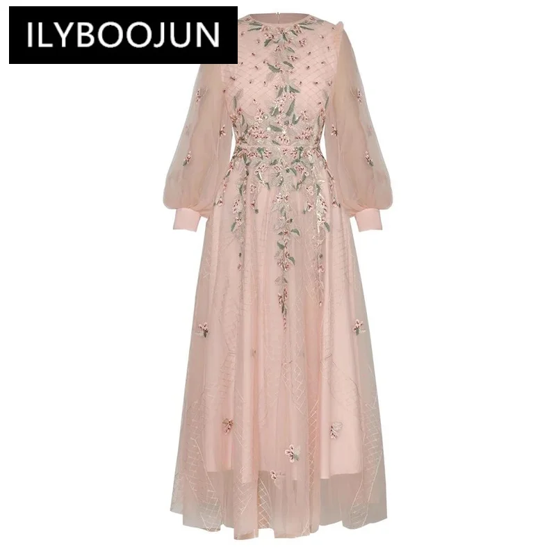 ILYBOOJUN Fashion Designer Autumn Mesh Long Dress Women O-Neck Lantern Sleeve Sequins Floral Embroidery Vintage Party Dresses
ILYBOOJUN Fashion Designer Autumn Mesh Long Dress Women O-Neck Lantern Sleeve Sequins Floral Embroidery Vintage Party Dresses