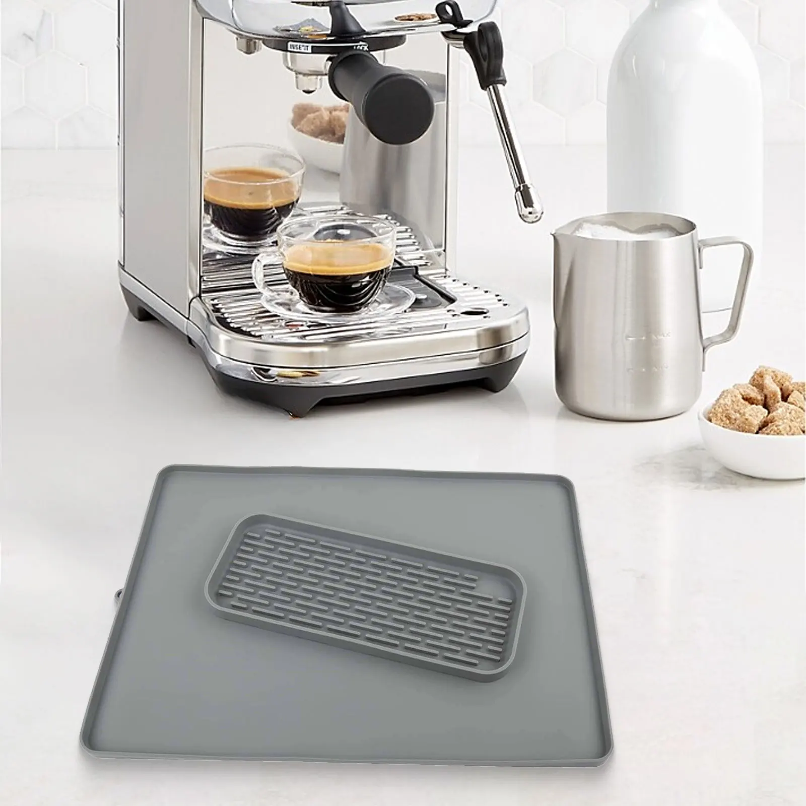 Silicone Coffee Machine Mat for Countertop Protection and Spill Containment Multifunctional Dish Drying and Pet Food Mat
Silicone Coffee Machine Mat for Countertop Protection and Spill Containment Multifunctional Dish Drying and Pet Food Mat