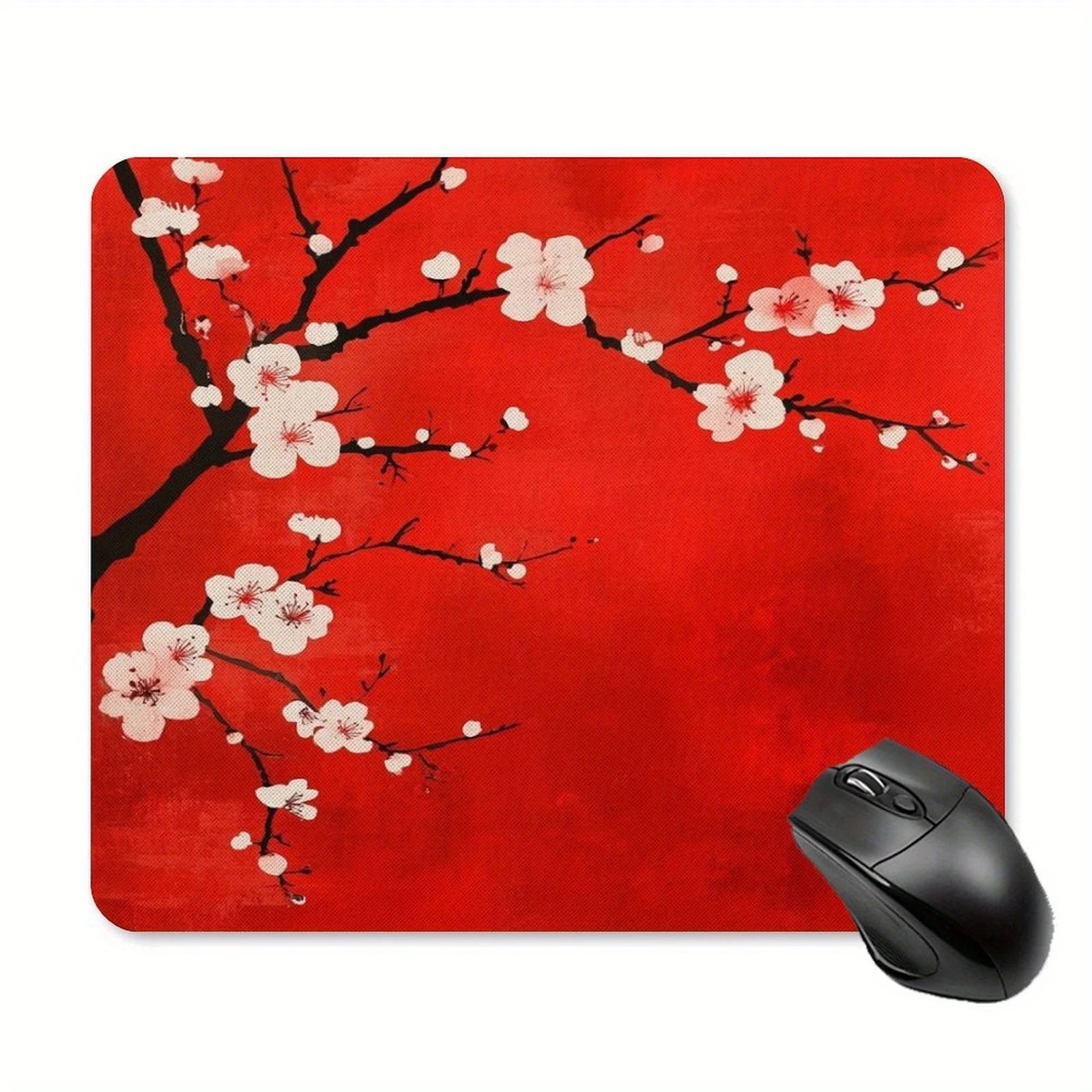 Red flower branch cherry blossom mousepad anti-slip small desktop pad with white floral pattern rectangular, suitable for office
Red flower branch cherry blossom mousepad anti-slip small desktop pad with white floral pattern rectangular, suitable for office